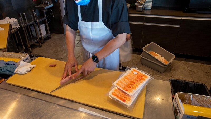 Sushi chef at work.